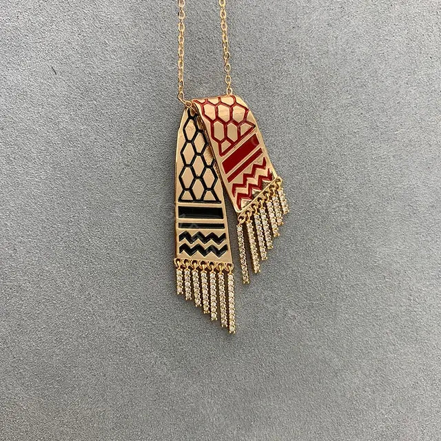 Zircon Tassel Pendant Necklace