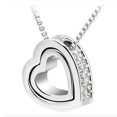 Double Heart Diamond Necklace