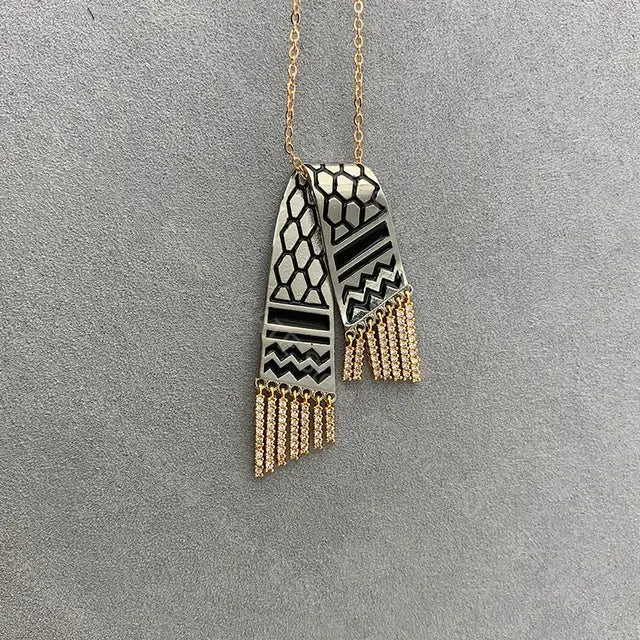 Zircon Tassel Pendant Necklace