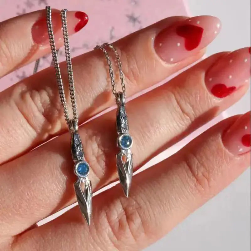 Vintage Pendant Necklace with Diamond Inlay