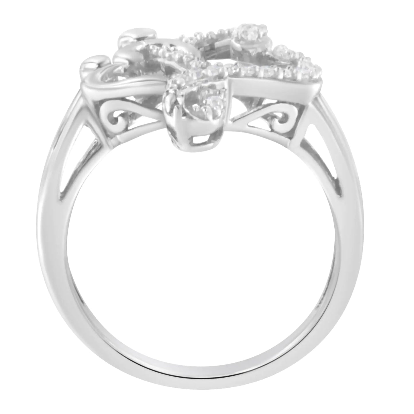 Sterling Silver Diamond Heart and Music Note Ring