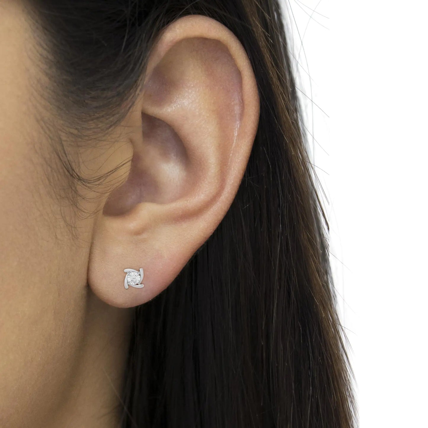 Diamond Square Pinwheel Stud Earrings