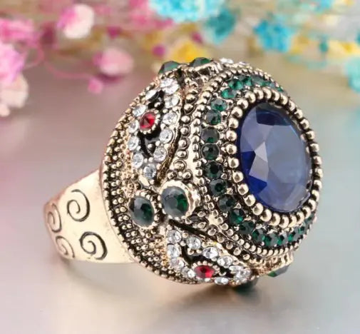 Vintage Gold Plated Inlaid Ring