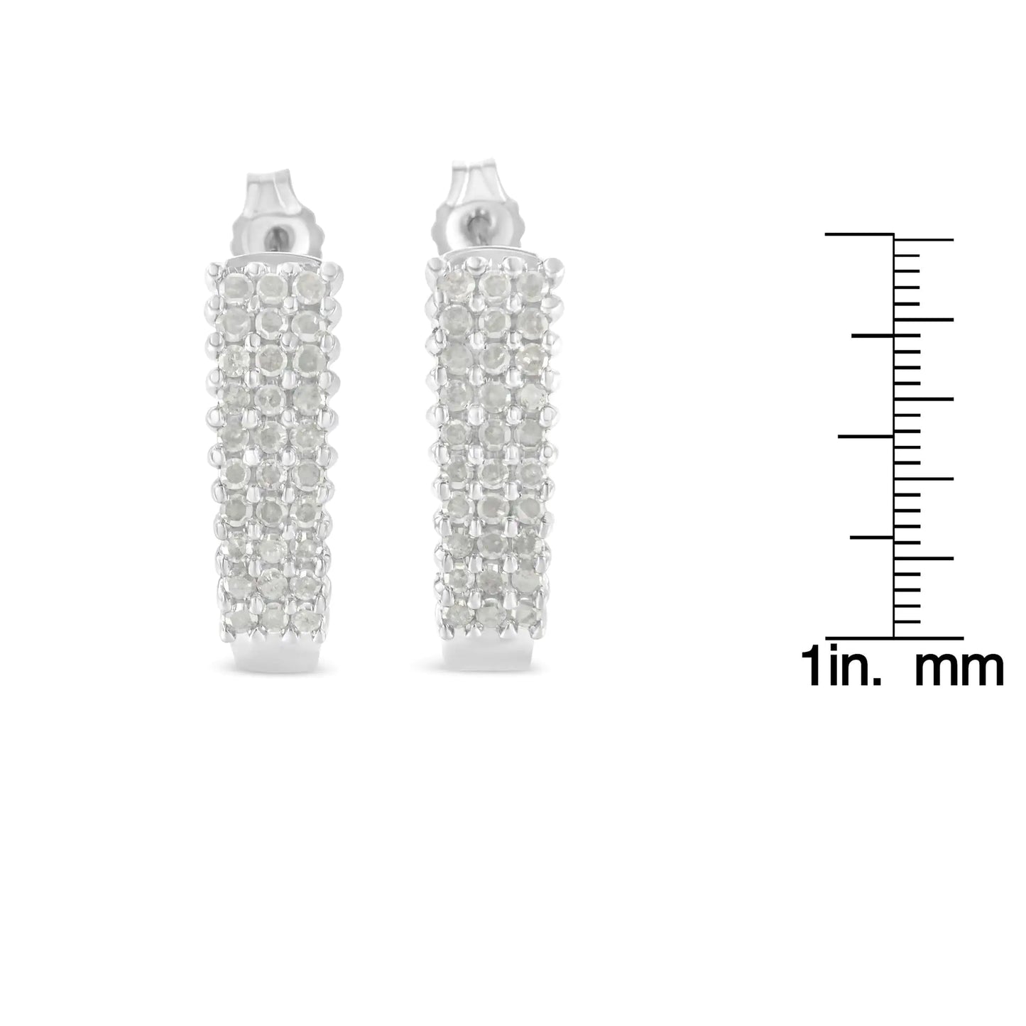 Sterling Silver Rose Cut Diamond J Shape Hoop Earring