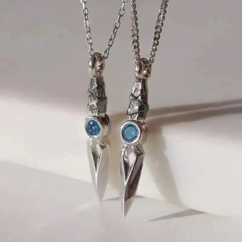 Vintage Pendant Necklace with Diamond Inlay