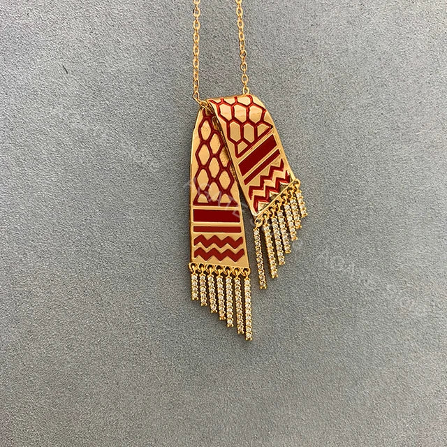 Zircon Tassel Pendant Necklace