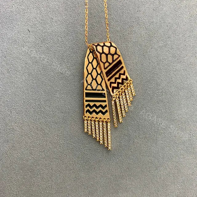 Zircon Tassel Pendant Necklace