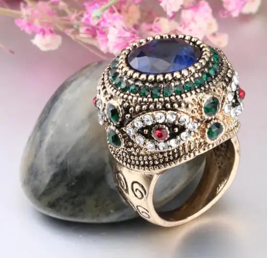 Vintage Gold Plated Inlaid Ring