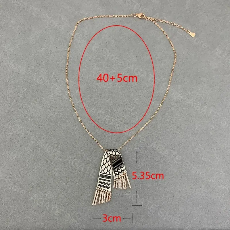 Zircon Tassel Pendant Necklace