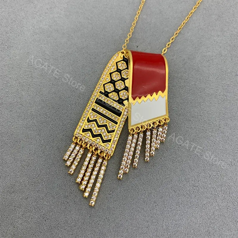 Zircon Tassel Pendant Necklace