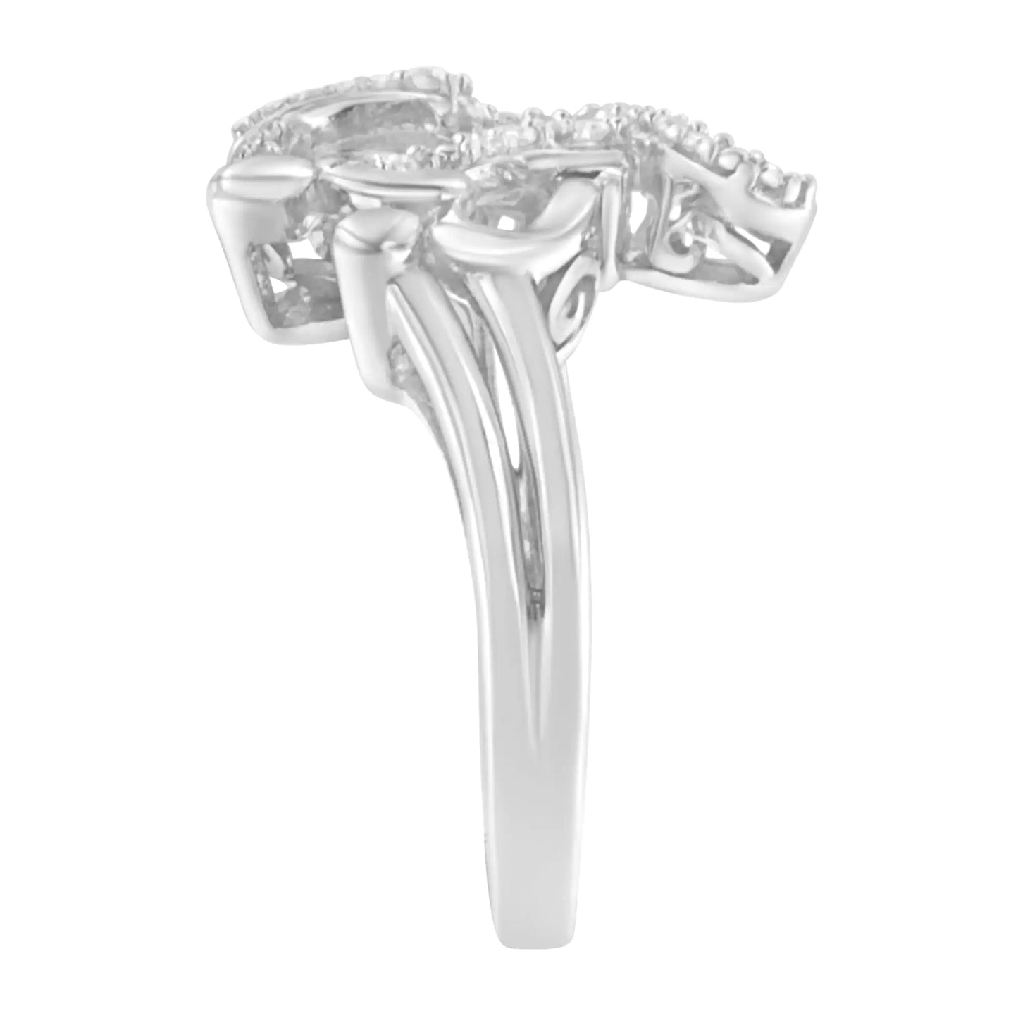 Sterling Silver Diamond Heart and Music Note Ring