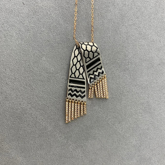 Zircon Tassel Pendant Necklace