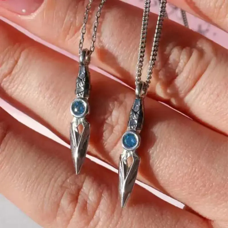 Vintage Pendant Necklace with Diamond Inlay