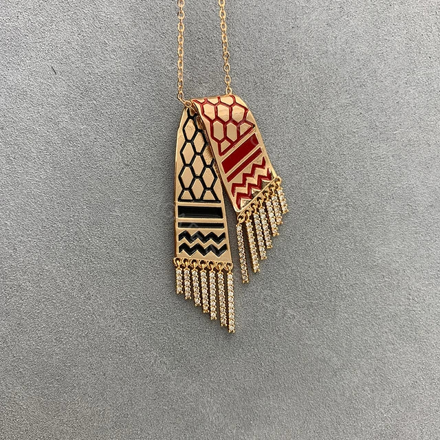 Zircon Tassel Pendant Necklace