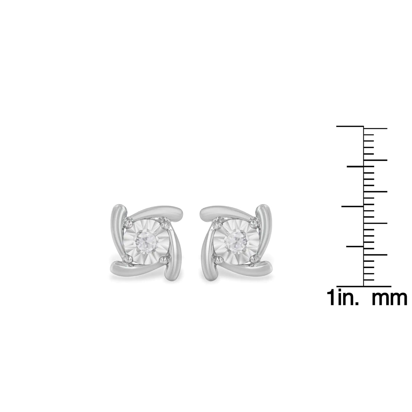 Diamond Square Pinwheel Stud Earrings