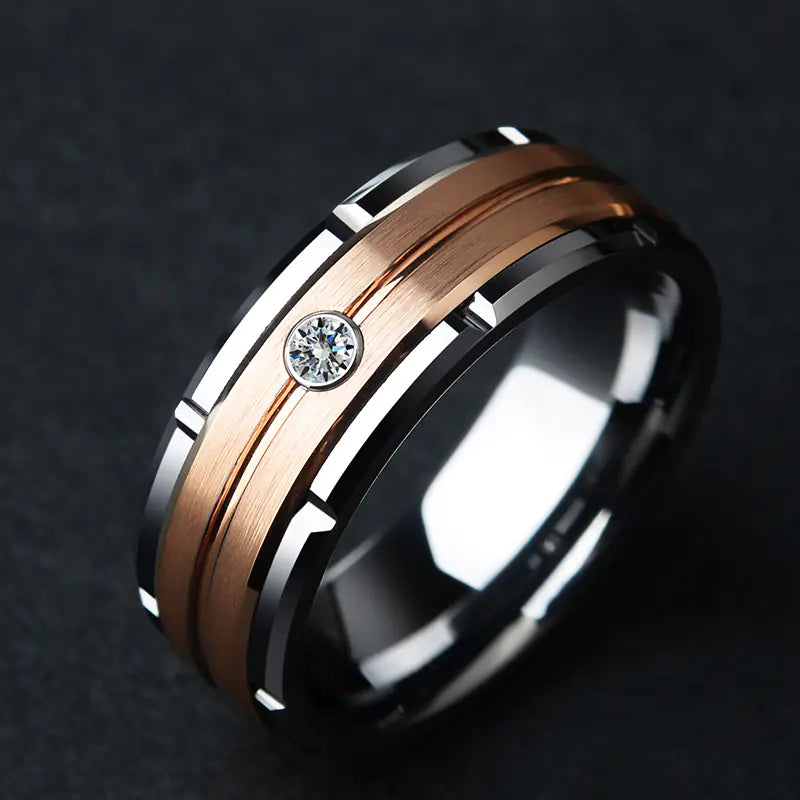 Diamond Tungsten Wedding Ring