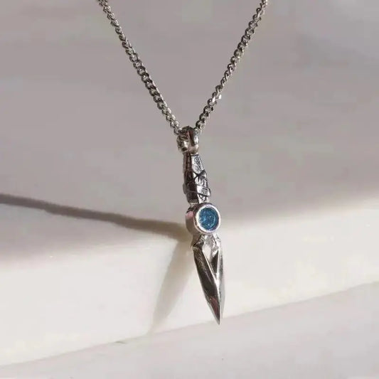 Vintage Pendant Necklace with Diamond Inlay
