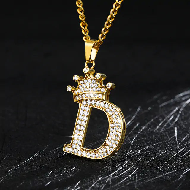 Crown Alphabet Necklace