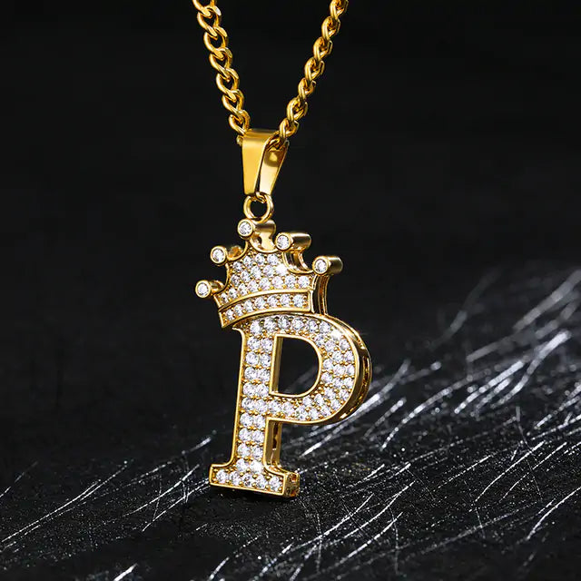 Crown Alphabet Necklace