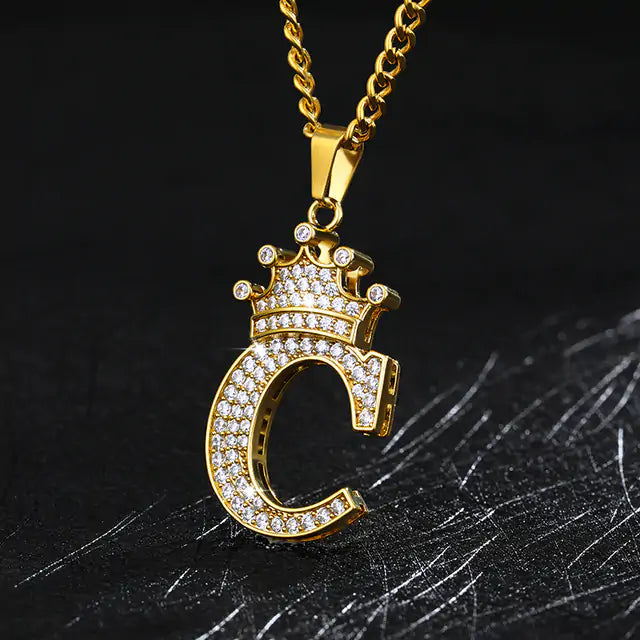 Crown Alphabet Necklace