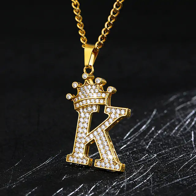 Crown Alphabet Necklace