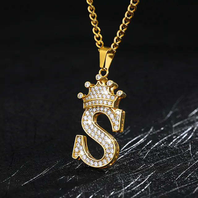 Crown Alphabet Necklace