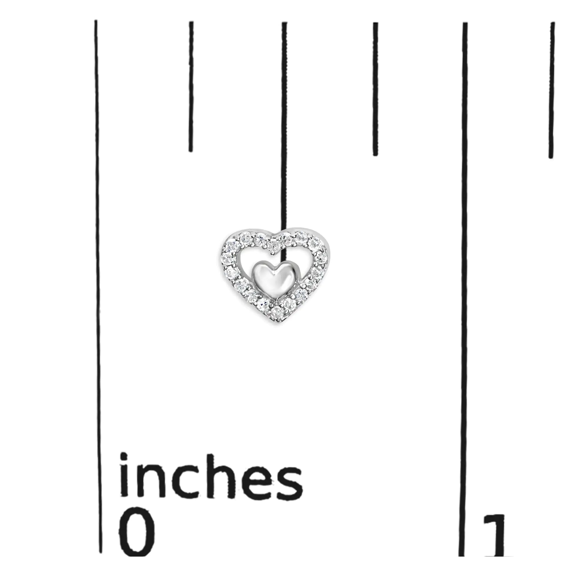 Sterling Silver 1/6 Cttw Diamond Double Heart Stud Earrings