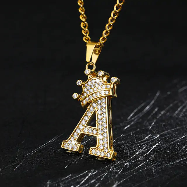 Crown Alphabet Necklace