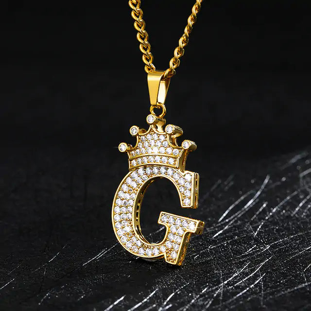 Crown Alphabet Necklace