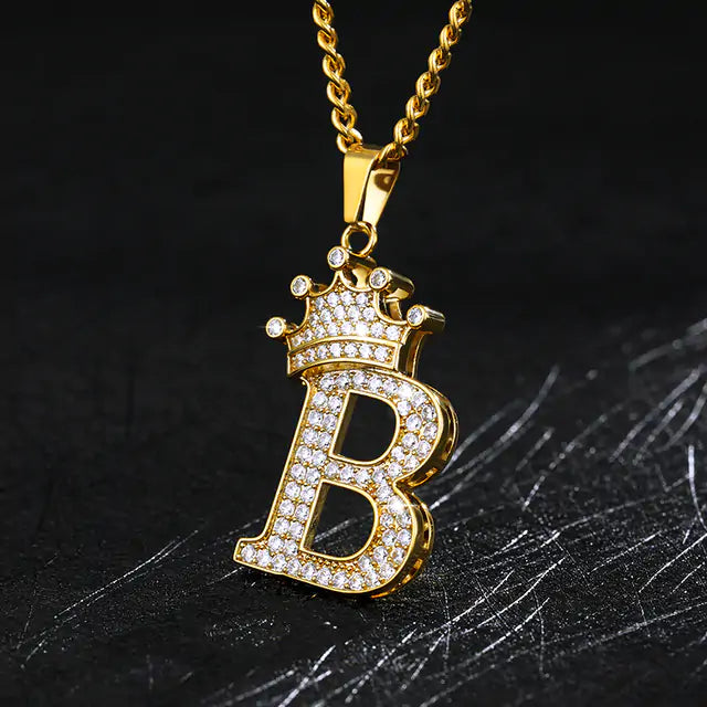 Crown Alphabet Necklace