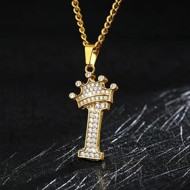 Crown Alphabet Necklace