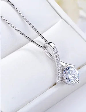 Silver Diamond Crystal Necklace