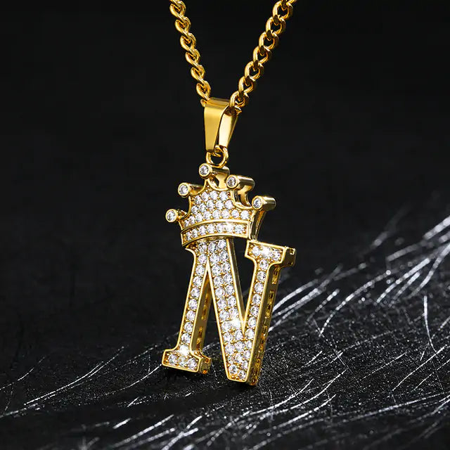 Crown Alphabet Necklace