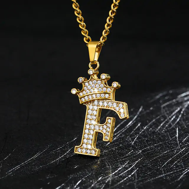 Crown Alphabet Necklace