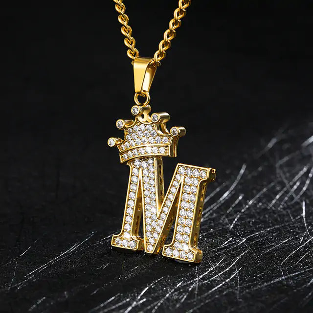 Crown Alphabet Necklace