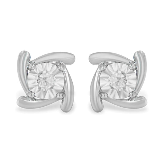 Diamond Square Pinwheel Stud Earrings