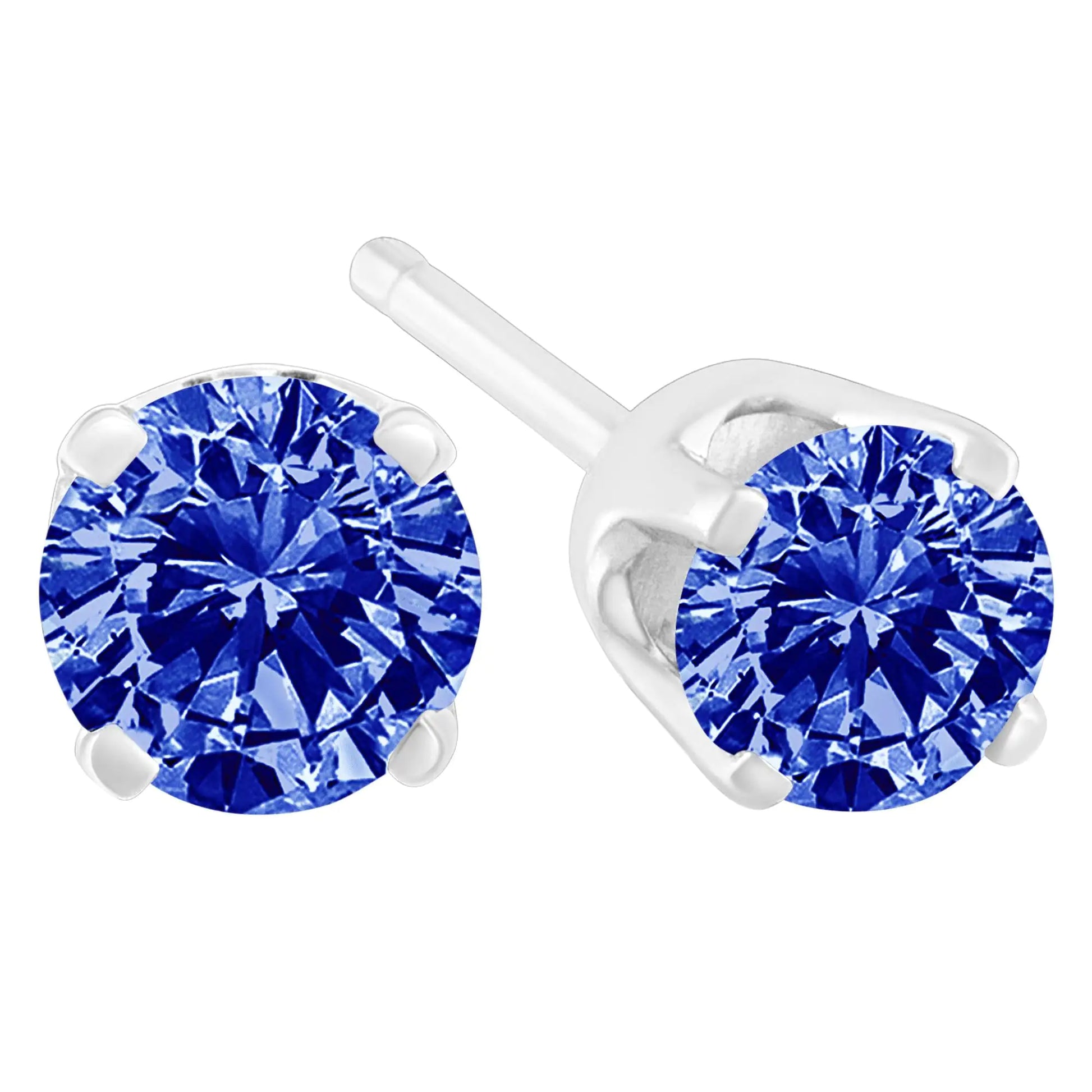 Sterling Silver 1/5 Cttw Blue Diamond Classic Stud Earrings