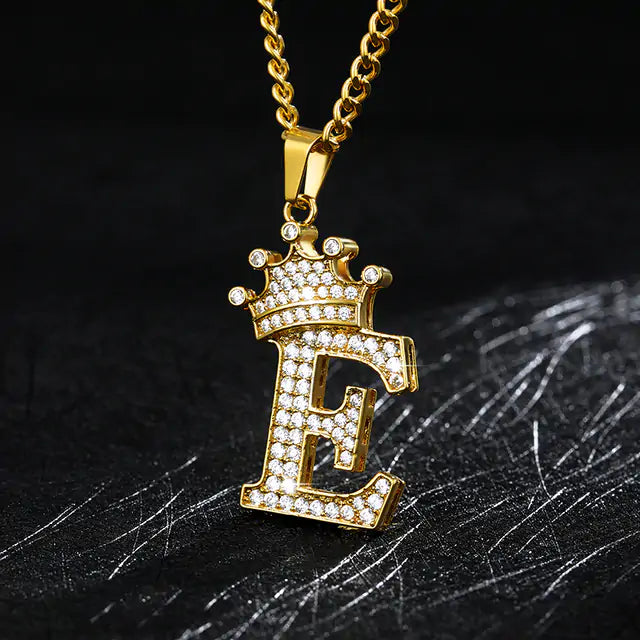 Crown Alphabet Necklace