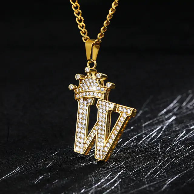 Crown Alphabet Necklace