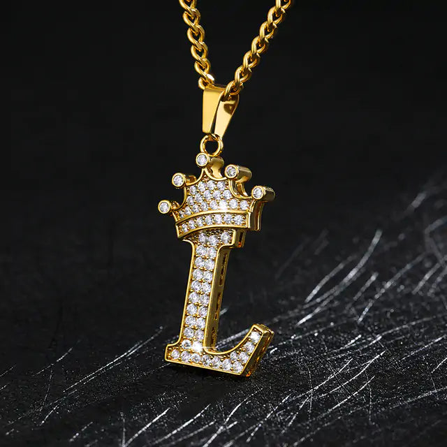 Crown Alphabet Necklace