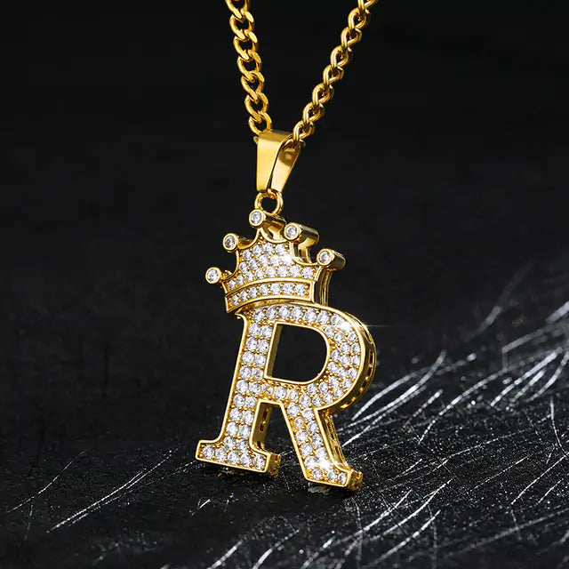 Crown Alphabet Necklace