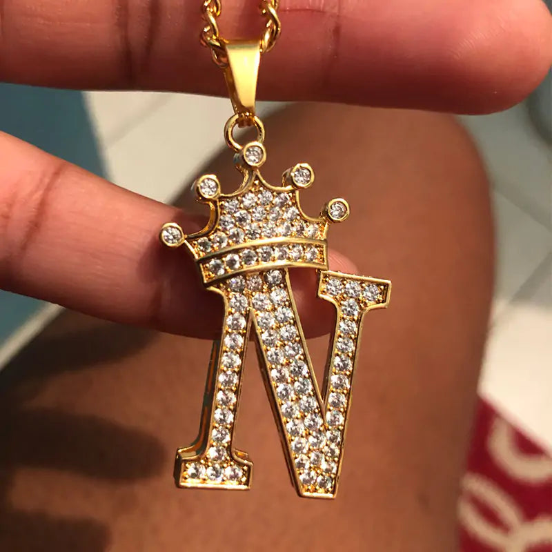 Crown Alphabet Necklace