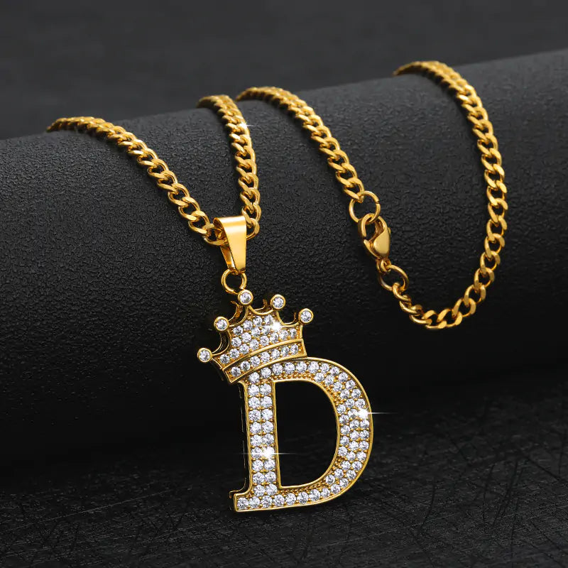 Crown Alphabet Necklace